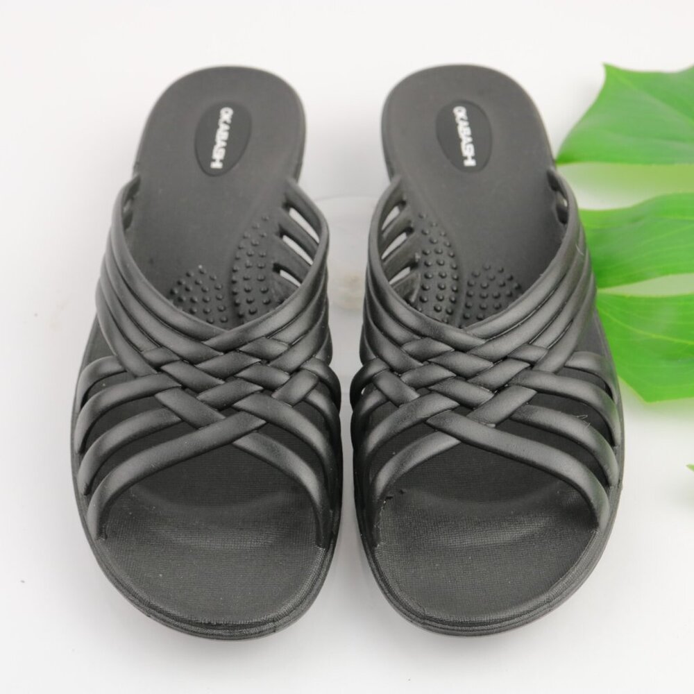 Okabashi Womens Venice Sandal Size L 9.5 -ā 10.5 Black Slide Comfy Beach Shoe
